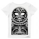 Tiki Mask Tribal/Ladies Short Sleeve Tシャツ (White)