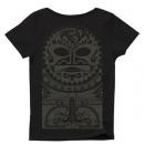 Tiki Mask Tribal/Ladies Short Sleeve Tシャツ (Black)