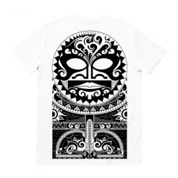 Tiki Mask Tribal / Short Sleeve VネックTシャツ (White)