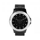 Cosmosys / ラインストーン ブラックエナメル 腕時計 [Roman] (Black-White)